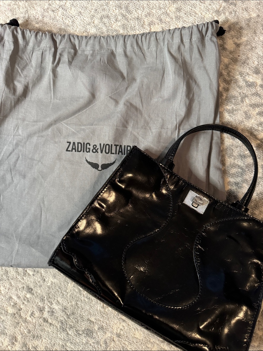 Zadig & Voltaire Black Patent Leather Tote